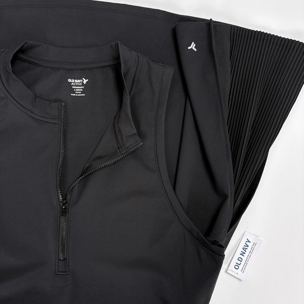 NWT MockNeck HalfZip Pleated Black Athletic Dress LP Mini Tennis Pickleball Golf - Picture 5 of 10